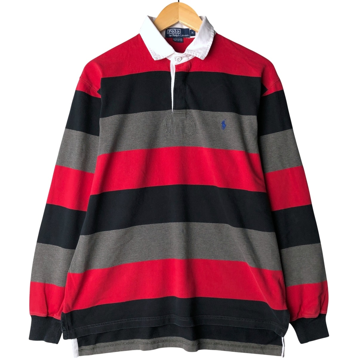 古着 ラルフローレン Ralph Lauren POLO by Ralph Lauren ボーダー柄 長袖 ラガーシャツ メンズM相当/eaa594511
