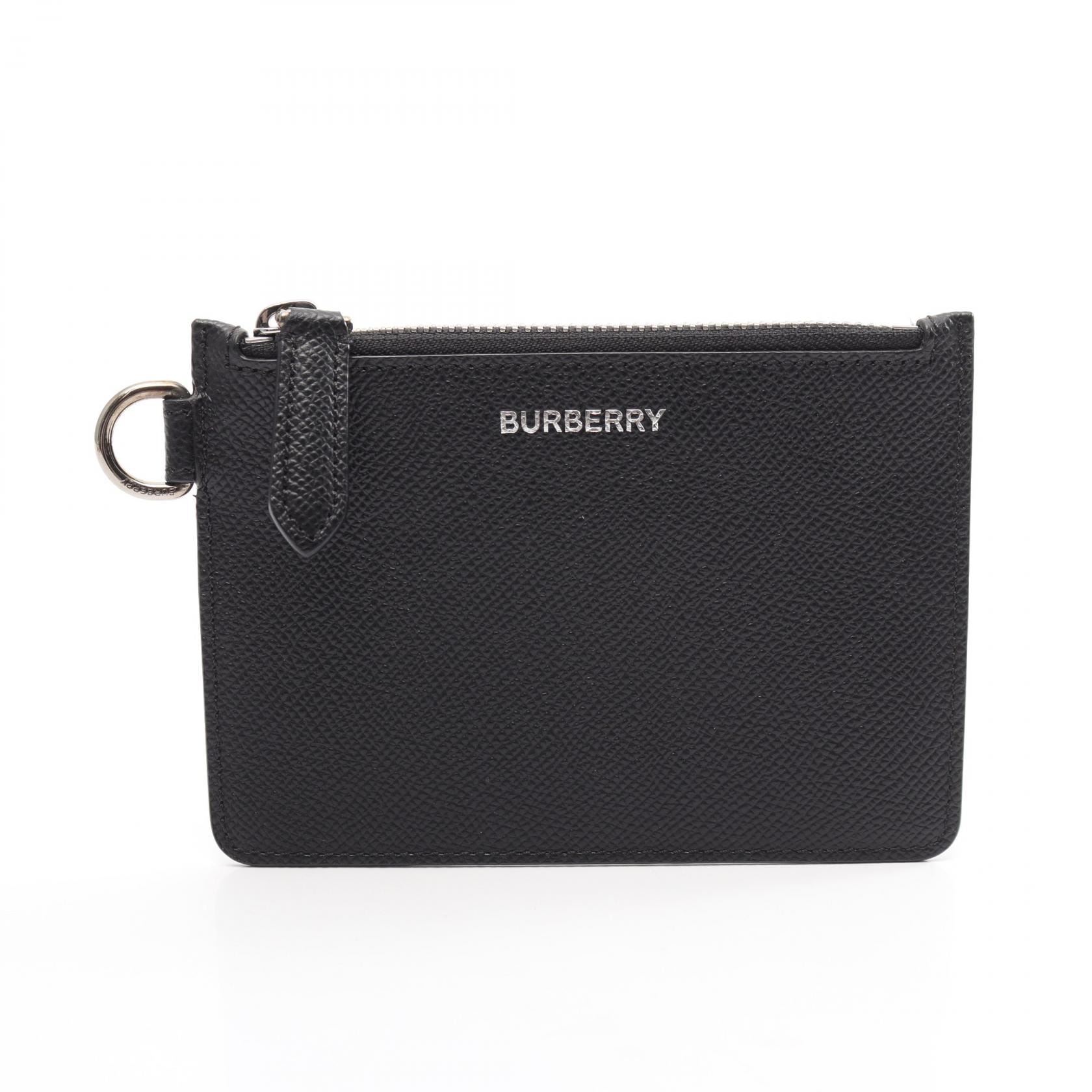 バーバリー BURBERRY カードケース コインケース 財布 レザー メンズ レディース ブラック系 【中古】