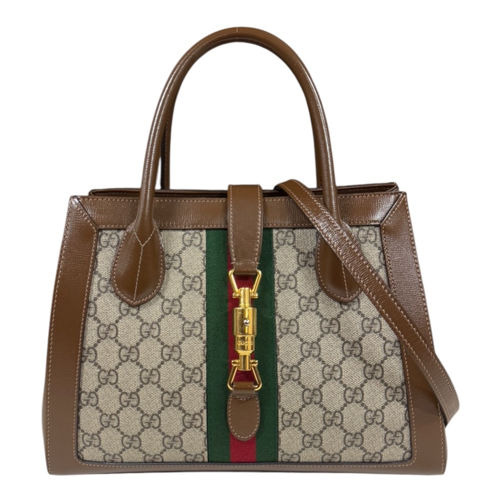 グッチ ミディアムトート ジャッキー 1961 ショルダーバッグ GGスプリームキャンバス 649016 ブラウン レディース GUCCI  中古