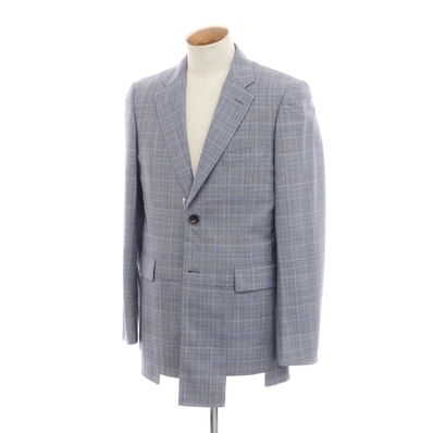 【中古】コムデギャルソン オムドゥ COMME des GARCONS HOMME DEUX 2024年春夏 ウール チェック ジャケット グレー系xブルー【サイズM】【メンズ】