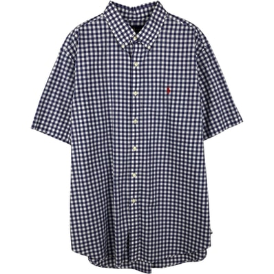 古着 ラルフローレン Ralph Lauren CLASSIC FIT クラシックフィット ギンガムチェック 半袖 ボタンダウン チェックシャツ メンズXL相当/eaa643951