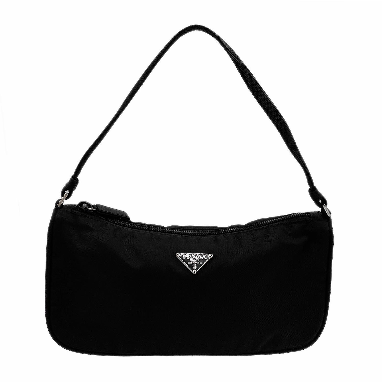 PRADA プラダ 三角プレート トライアングルロゴ テスート ポコノ ハンドバッグ
ミニハンドバッグ ケース ナイロン レザー ブラック レディース
【中古】