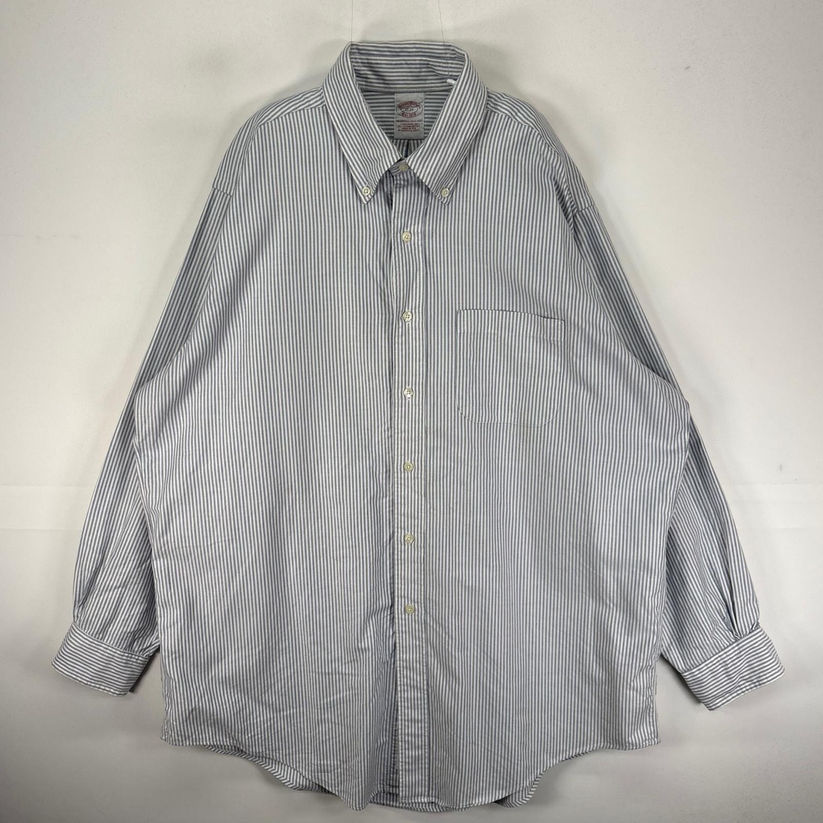 古着 ブルックスブラザーズ Brooks Brothers 長袖シャツ 胸ポケット USA製 XL  ブルー系 ストライプ メンズ