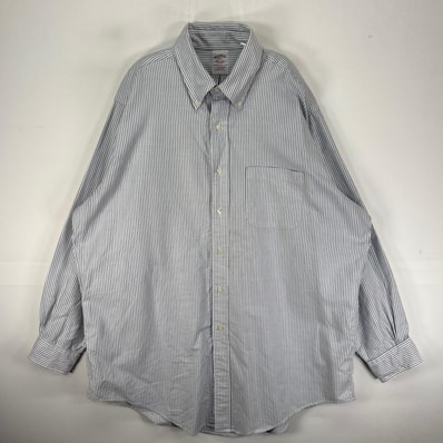 古着 ブルックスブラザーズ Brooks Brothers 長袖シャツ 胸ポケット USA製 XL ブルー系 ストライプ メンズ