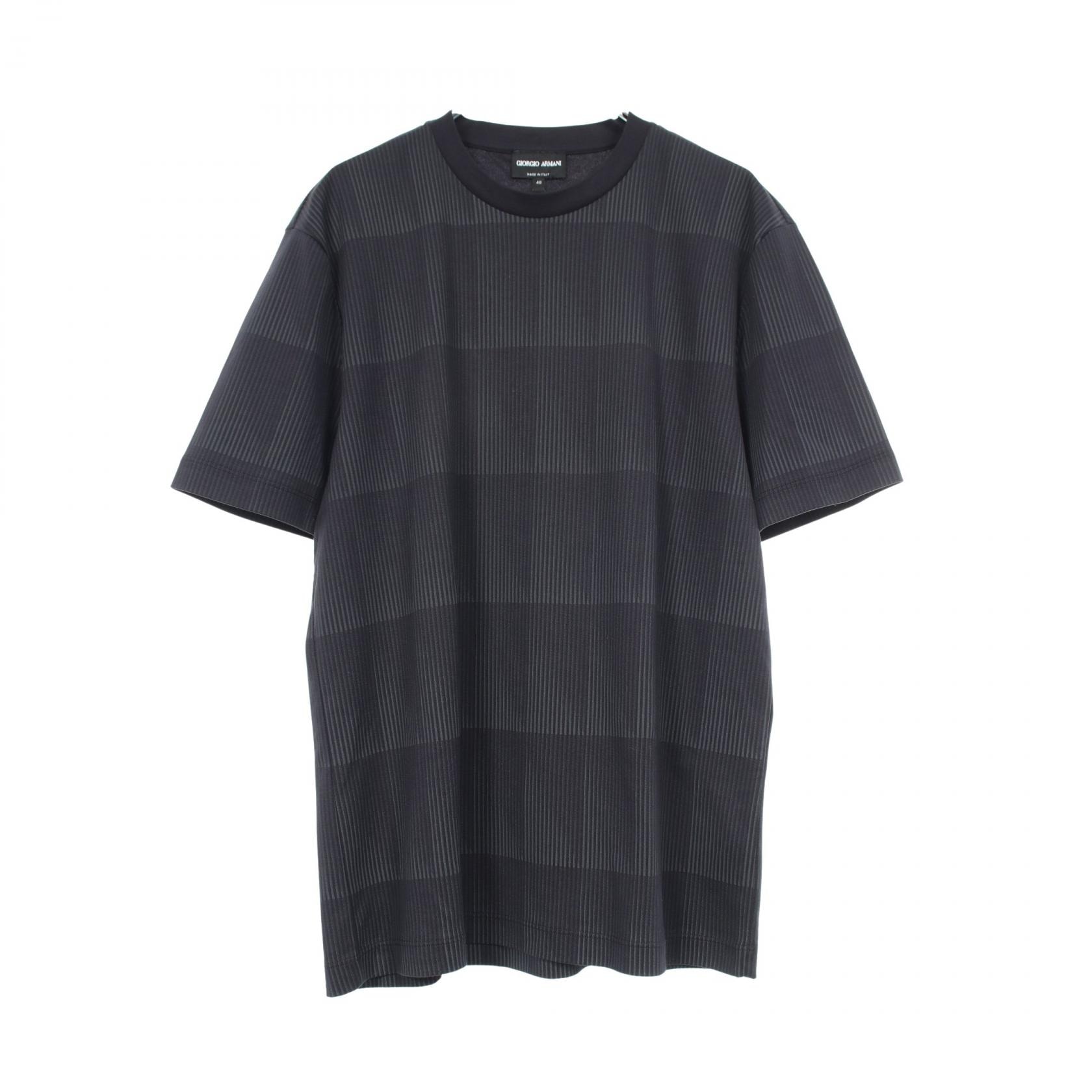 ジョルジオアルマーニ GIORGIO ARMANI ストライプ クルーネック 半袖Tシャツ 衣料品 トップス コットン メンズ ネイビー系 3ZSM74 【中古】
