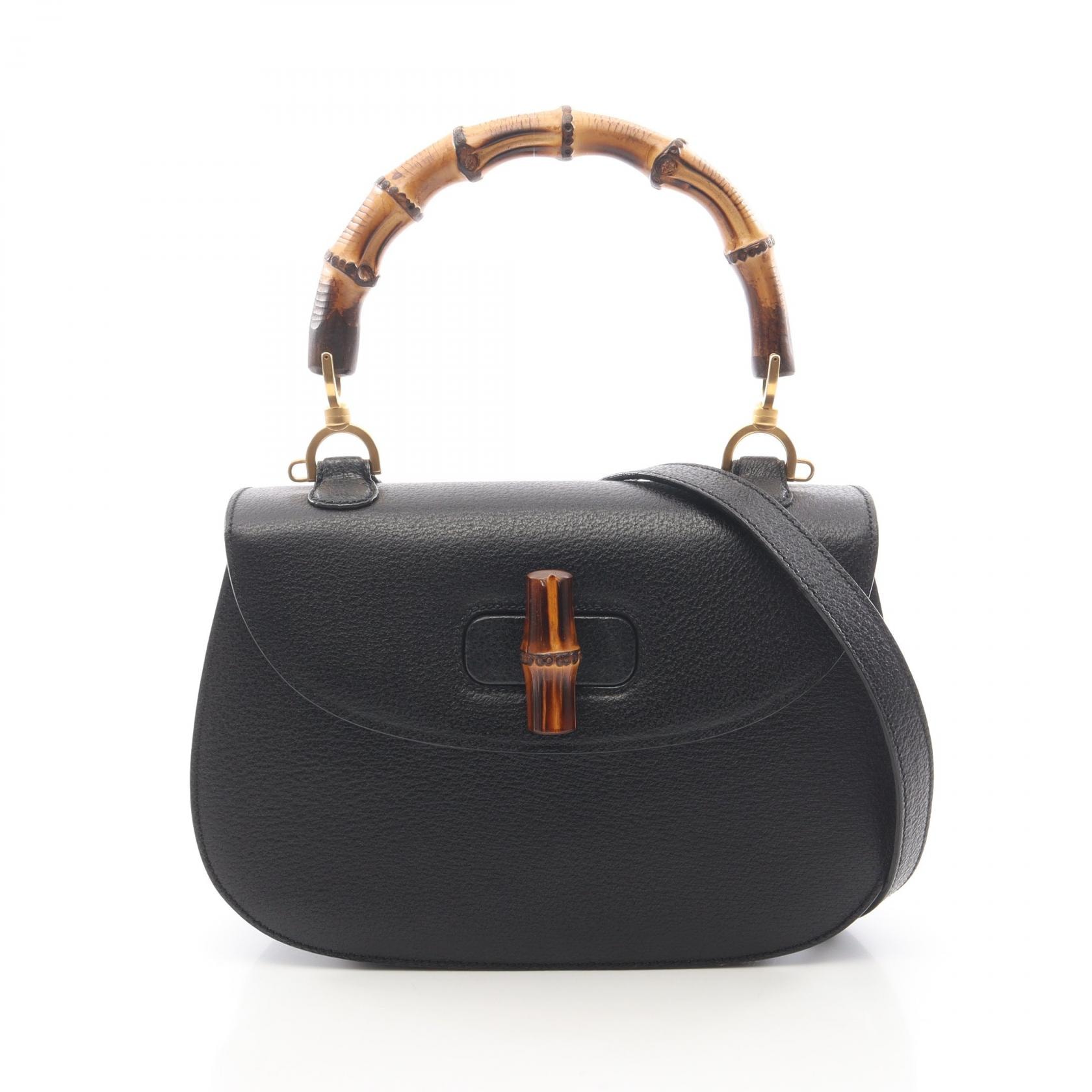 グッチ GUCCI バンブー 2WAY ハンドバッグ バッグ レザー レディース ブラック系 000・2113・0633 【中古】