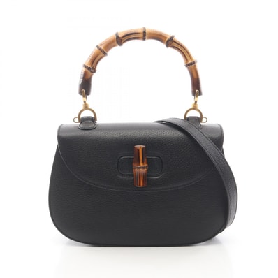 グッチ GUCCI バンブー 2WAY ハンドバッグ バッグ レザー レディース ブラック系 000・2113・0633 【中古】