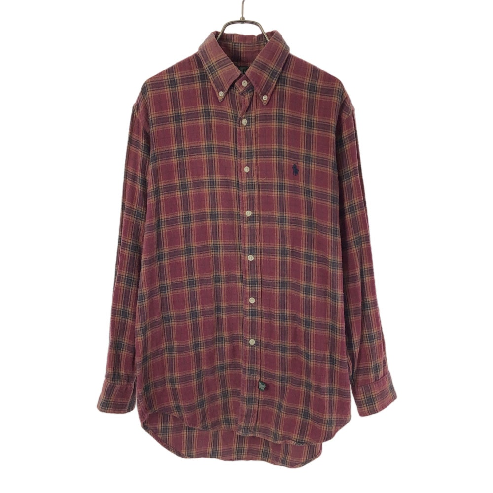 POLO COUNTRY RALPH LAUREN ポロカントリー ラルフローレン 90s チェック柄 ロゴ刺繍 長袖 ボタンダウンシャツ S オールド ヴィンテージ