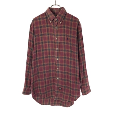 POLO COUNTRY RALPH LAUREN ポロカントリー ラルフローレン 90s チェック柄 ロゴ刺繍 長袖 ボタンダウンシャツ S オールド ヴィンテージ