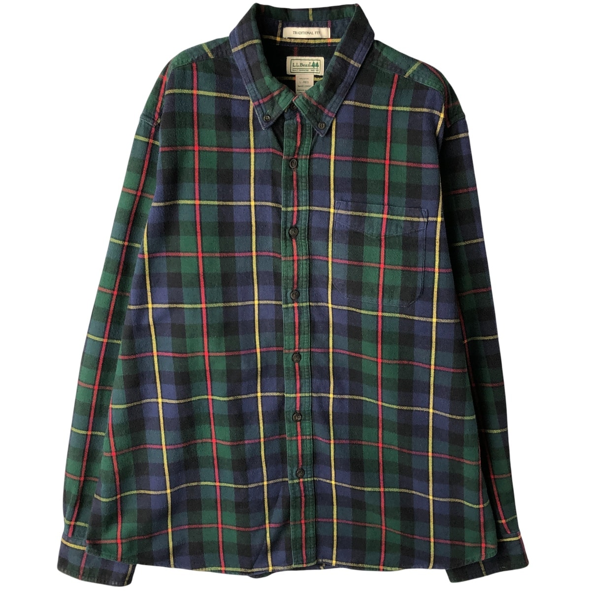 古着 エルエルビーン L.L.Bean タータンチェック 長袖 ボタンダウン ライトネルチェックシャツ メンズL相当/eaa608119