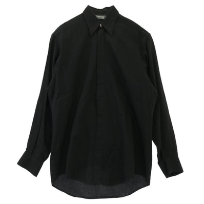 VERSACE ヴェルサーチ 長袖シャツ classic v2 比翼 ジャガード 総柄 長袖 シャツ ブラック系 37【中古】