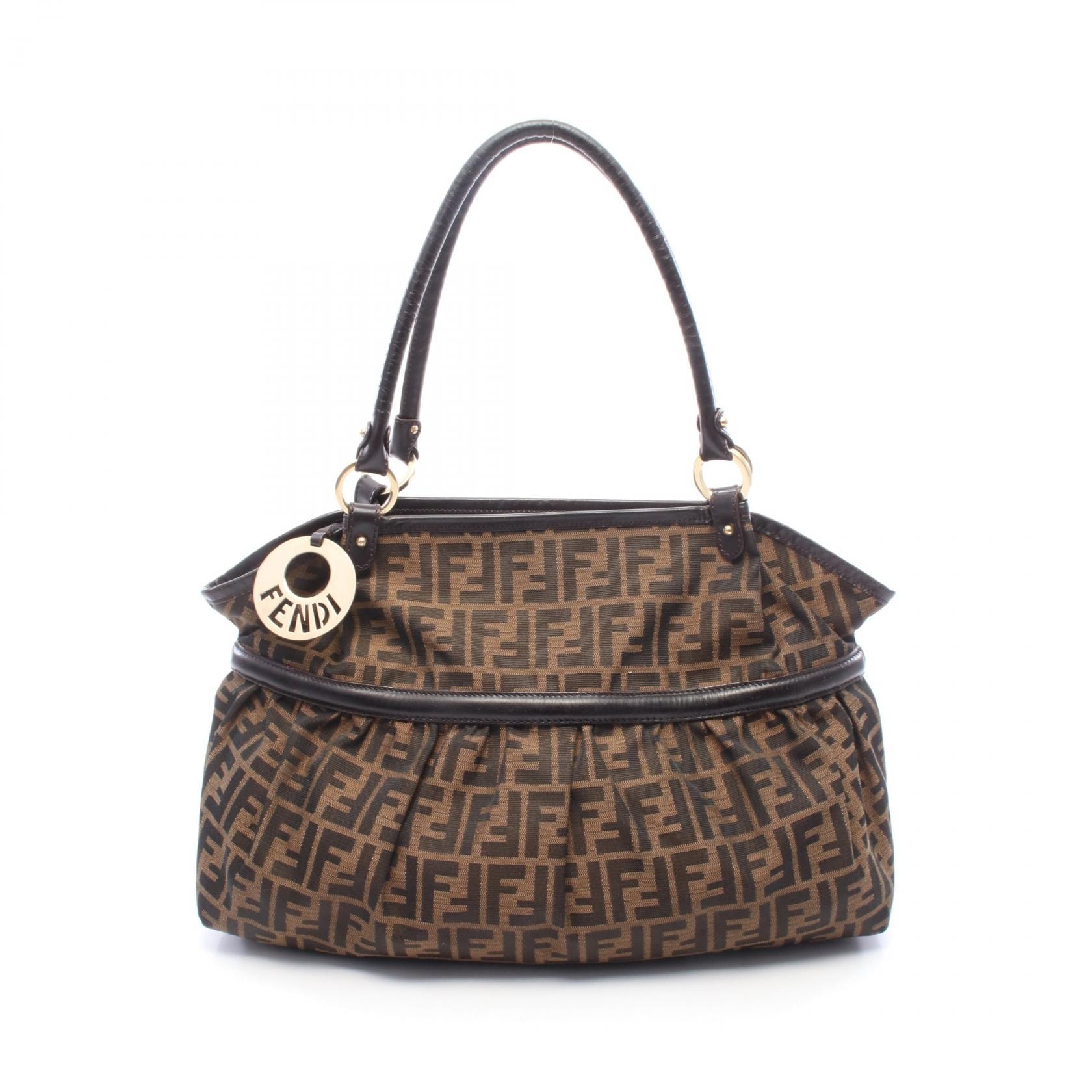 フェンディ FENDI シェフバッグ ズッカ ショルダーバッグ バッグ キャンバス レザー レディース ブラウン系 8BH186 【中古】