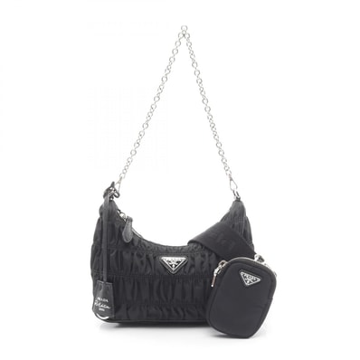 プラダ PRADA Re-Edition 2005 ショルダーバッグ バッグ ナイロン レザー レディース ブラック系 1BH204 【中古】