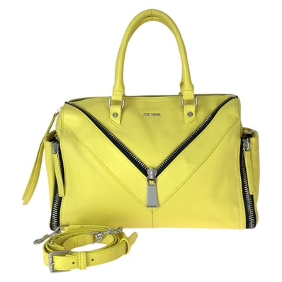 美品 DIESEL ディーゼル レ ジッパー 2way イエロー ブラック シルバー金具 レザー ショルダーバッグ トートバッグ 600750 【中古】