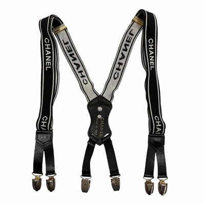 美品 シャネル サスペンダー ブラック レディース