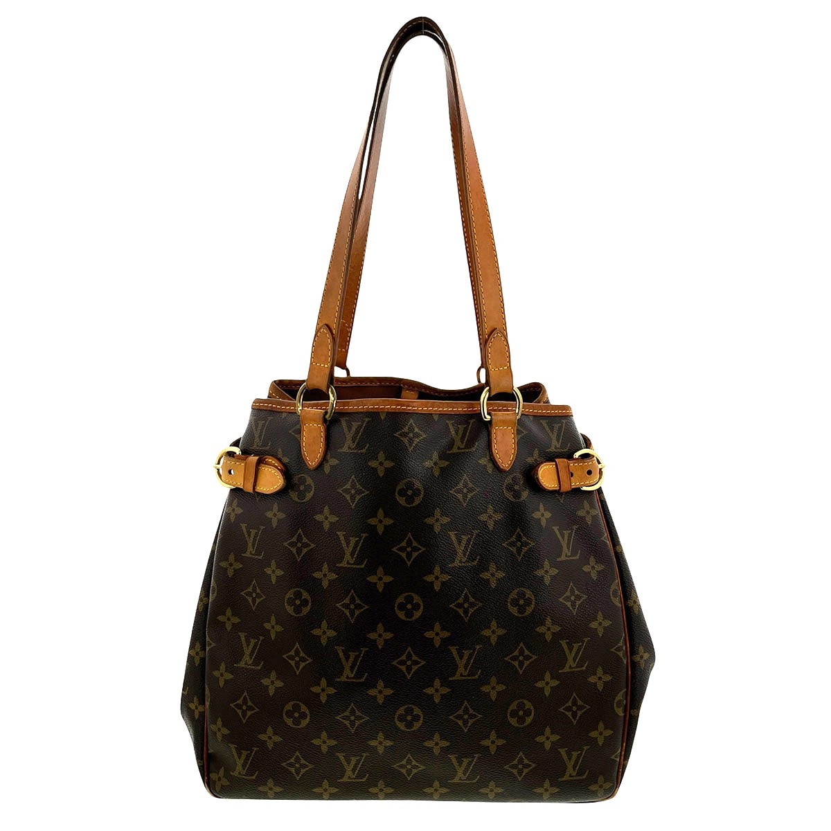 LOUIS VUITTON ルイ・ヴィトン バティニョール ヴェルティカル トートバッグ M51153 モノグラム ヌメ革 ブラウン  レディース【中古】