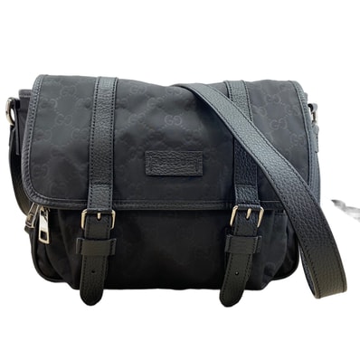 グッチ GUCCI ナイロン, レザー ショルダーバッグ【中古】