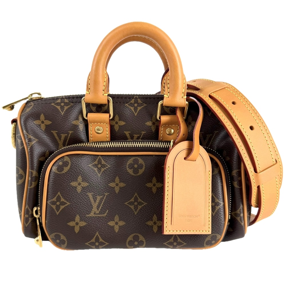 LOUIS VUITTON ルイヴィトン 2WAY キーポル・カーゴ 25 ハンドバッグ ショルダーバッグ 肩掛け 斜め掛け M14981 モノグラムキャンバス ブラウン 茶 ゴールド金具 メンズ【中古品】