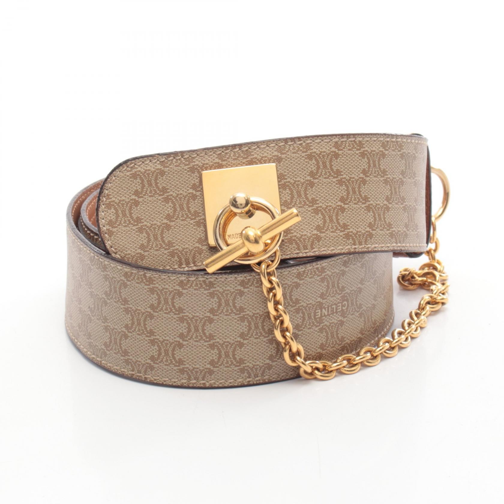 セリーヌ CELINE マカダム ベルト 衣料品 レザー PVC レディース ベージュ系 【中古】