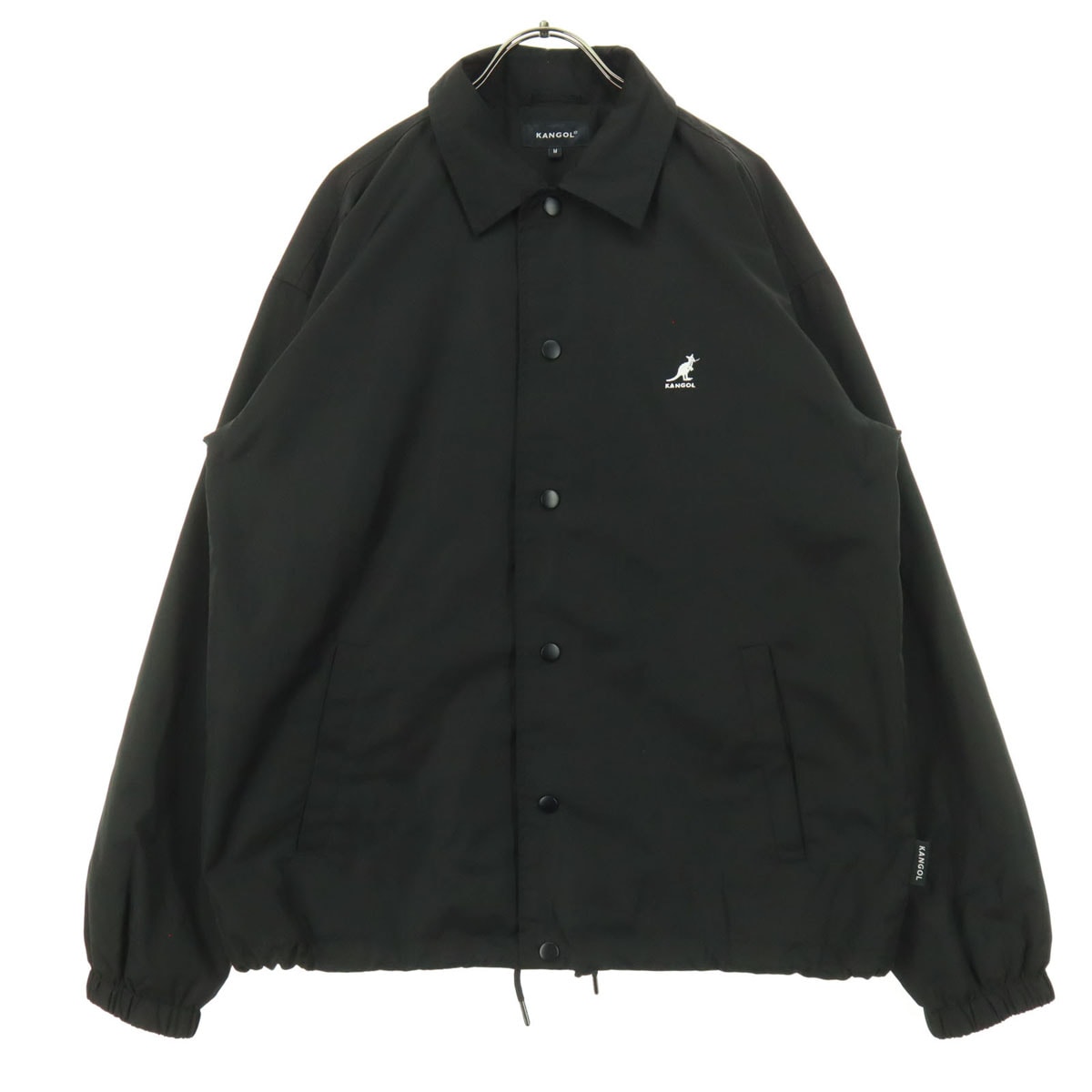 美品 KANGOL カンゴール 裾ドローコード 長袖 スナップボタン コーチジャケット M ブラック