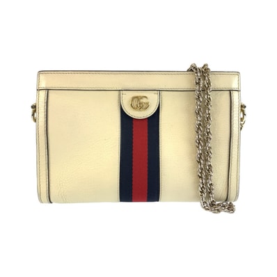 美品 GUCCI グッチ シェリーライン オフィディア ホワイト アイボリー ゴールド金具 レザー ショルダーバッグ ポシェット 604567 【中古】