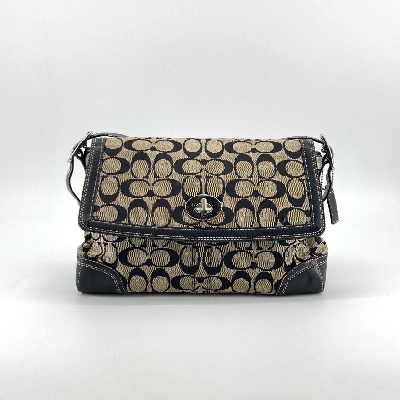 COACH(コーチ) シグネチャー ターンロック キャンバス F13066 ショルダーバッグ ベージュ