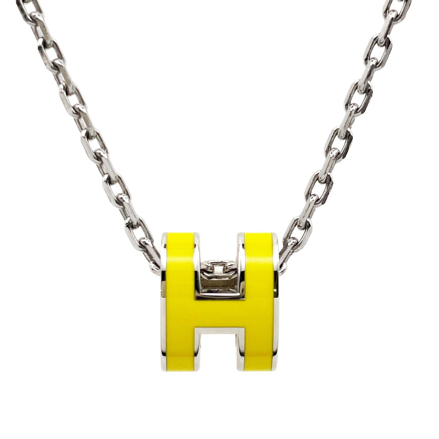 HERMES エルメス ミニ ポップH アッシュ ネックレス
 ペンダント メタル エナメル シルバー レディース
 【中古】