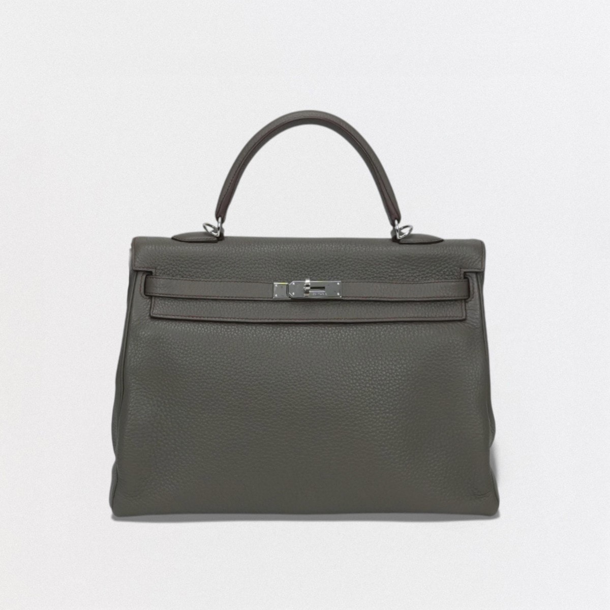 エルメス HERMES ケリー35 ケリー 35 バッグ トートバッグ ショルダーバッグ トリヨンクレマンス エタン Etain ルージュカザック Rouge Casaque グレー gray レッド Red 赤 シルバー金具 ハンドバッグ