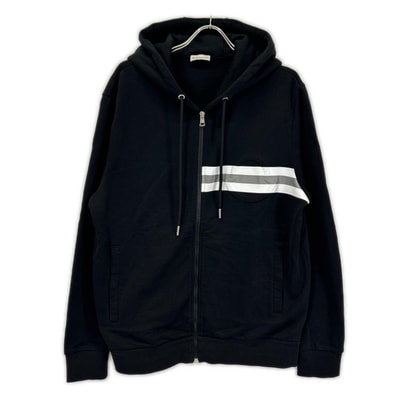 モンクレール 20年製 ブラック MAGLIA CARDIGAN C/CAPPUCCIO エンボスロゴ フーデットジップアップパーカ XL
