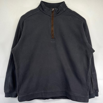 古着 コロンビア Columbia スウェット 大きいサイズ ハーフジップ トレーナー アウトドア ワンポイントロゴ 2XL ブラック メンズ
