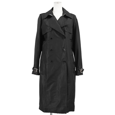 DOLCE&GABBANA ドルチェアンドガッバーナ トレンチコート サイズ 38 レディース ポリエステルサテン レオパードライニング アウター ブラック 黒 イタリア製