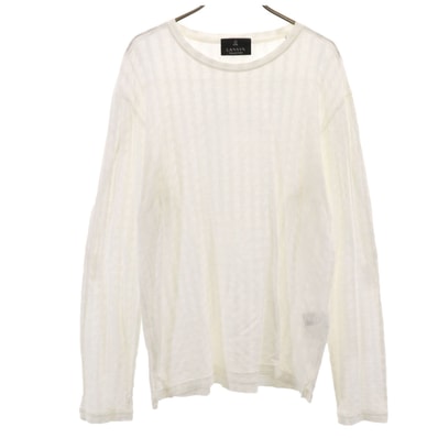 LANVIN LA COLLECTION ランバンコレクション 日本製 総柄 長袖 Tシャツ 48 ホワイト ロンT