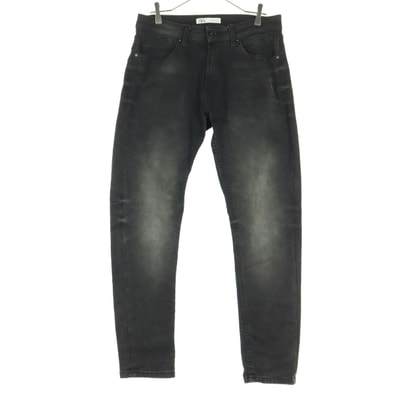 美品 ZARA MAN ザラマン ダメージ加工 テーパードデニムパンツ 42 ブラック ストレッチ