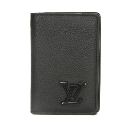 LOUIS VUITTON ルイ・ヴィトン オーガナイザー ドゥ ポッシュ LVロゴ LVシグネチャー グレイン カーフ 二つ折り ブラック パスケース 名刺入れ RFID ICチップ LV アエログラム ノワール カードケース M69979