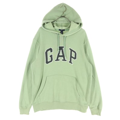 GAP ギャップ 裏起毛 英字 長袖 パーカー S グリーン