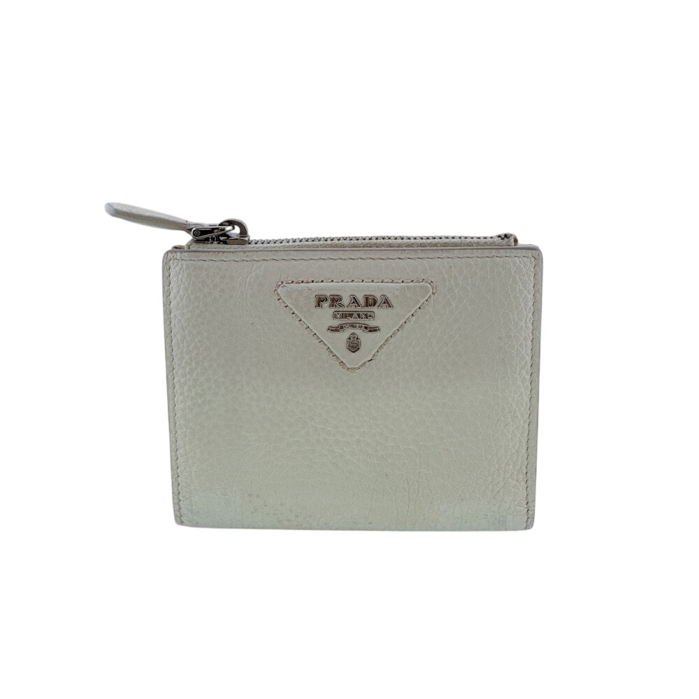 プラダ PRADA 二つ折り財布 ヴィッテロダイノ コンパクトウォレット コンパクトウォレット スナップ開閉 ミニ 1ML050 ホワイト