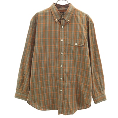 L.L.Bean エルエルビーン チェック柄 長袖 ボタンダウンシャツ M カーキ系 アウトドア