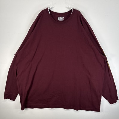 古着 カーハート Carhartt 長袖Tシャツ 大きいサイズ 肉厚 袖プリント 4XL ワインレッド メンズ