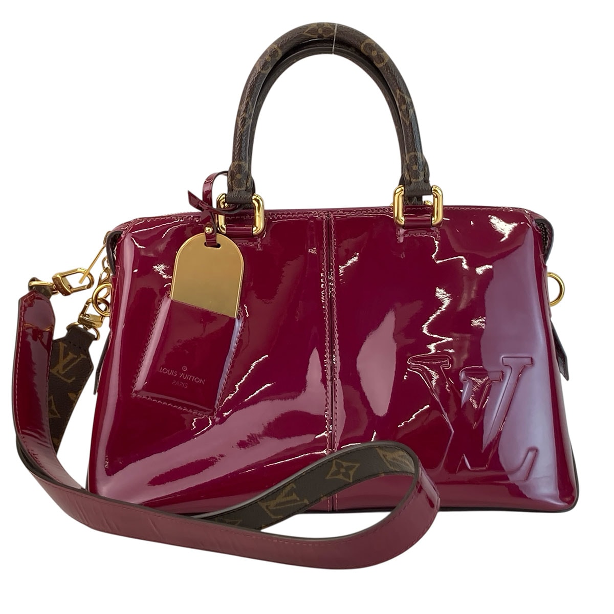 LOUIS VUITTON ルイ・ヴィトン トート ミロワール 2WAY ショルダーバッグ モノグラム ハンドバッグ M54640 ヴェルニ パテントレザー パープル レディース【中古】