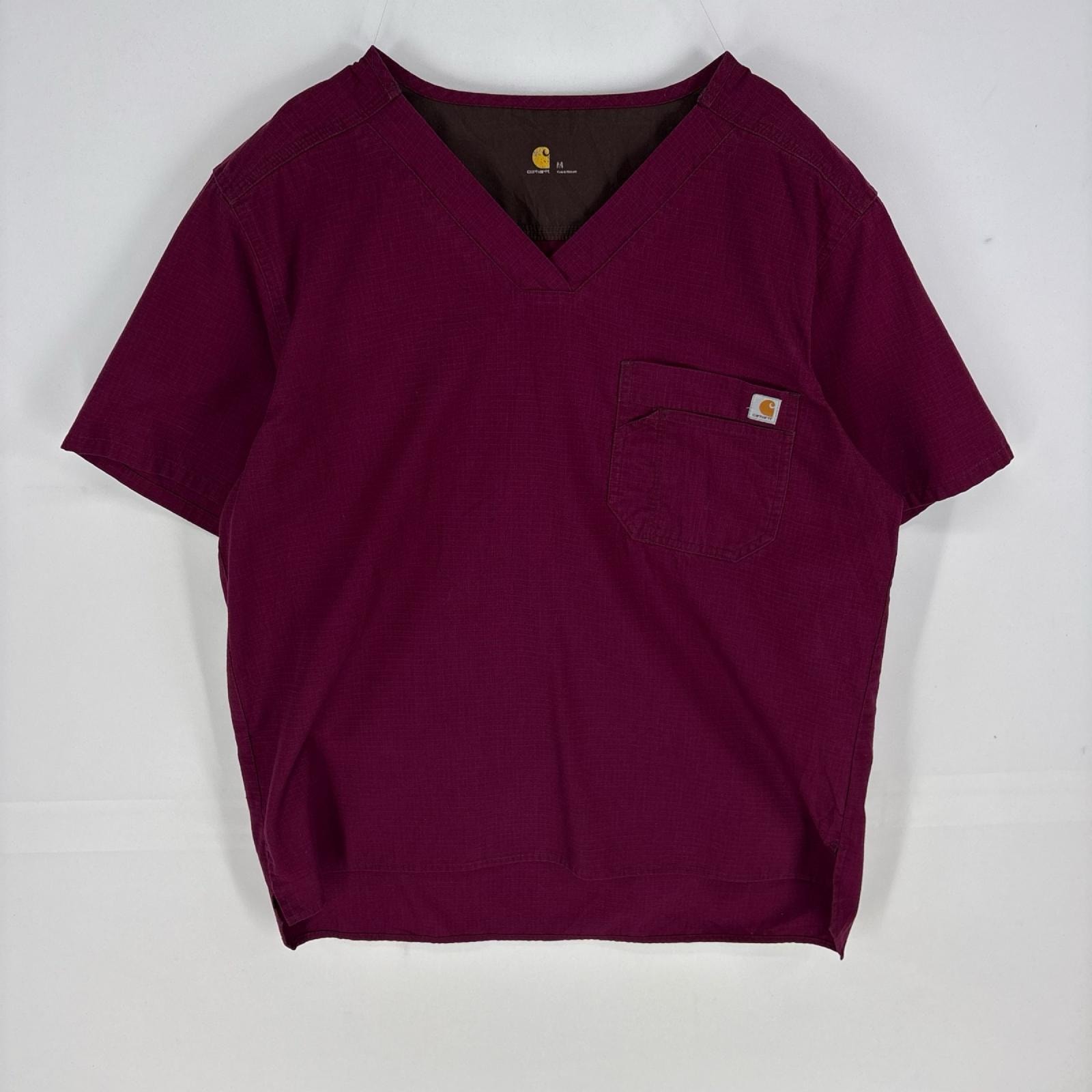 古着 カーハート Carhartt 半袖シャツ メディカル ワンポイント Vネック ショートスリーブ M  パープル系 メンズ