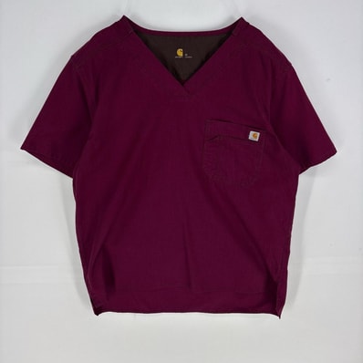 古着 カーハート Carhartt 半袖シャツ メディカル ワンポイント Vネック ショートスリーブ M パープル系 メンズ
