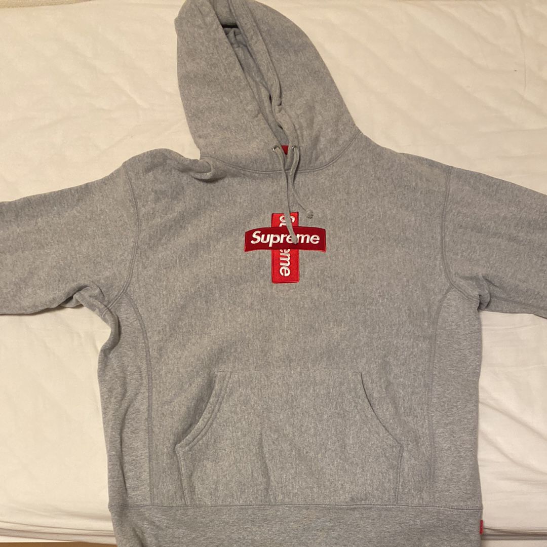 Supreme Cross Box Logo Hooded Sweatshirt "Grey"