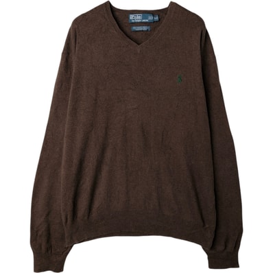 古着 ラルフローレン Ralph Lauren POLO by Ralph Lauren Vネック ピマコットンニットセーター メンズL相当/eaa627556