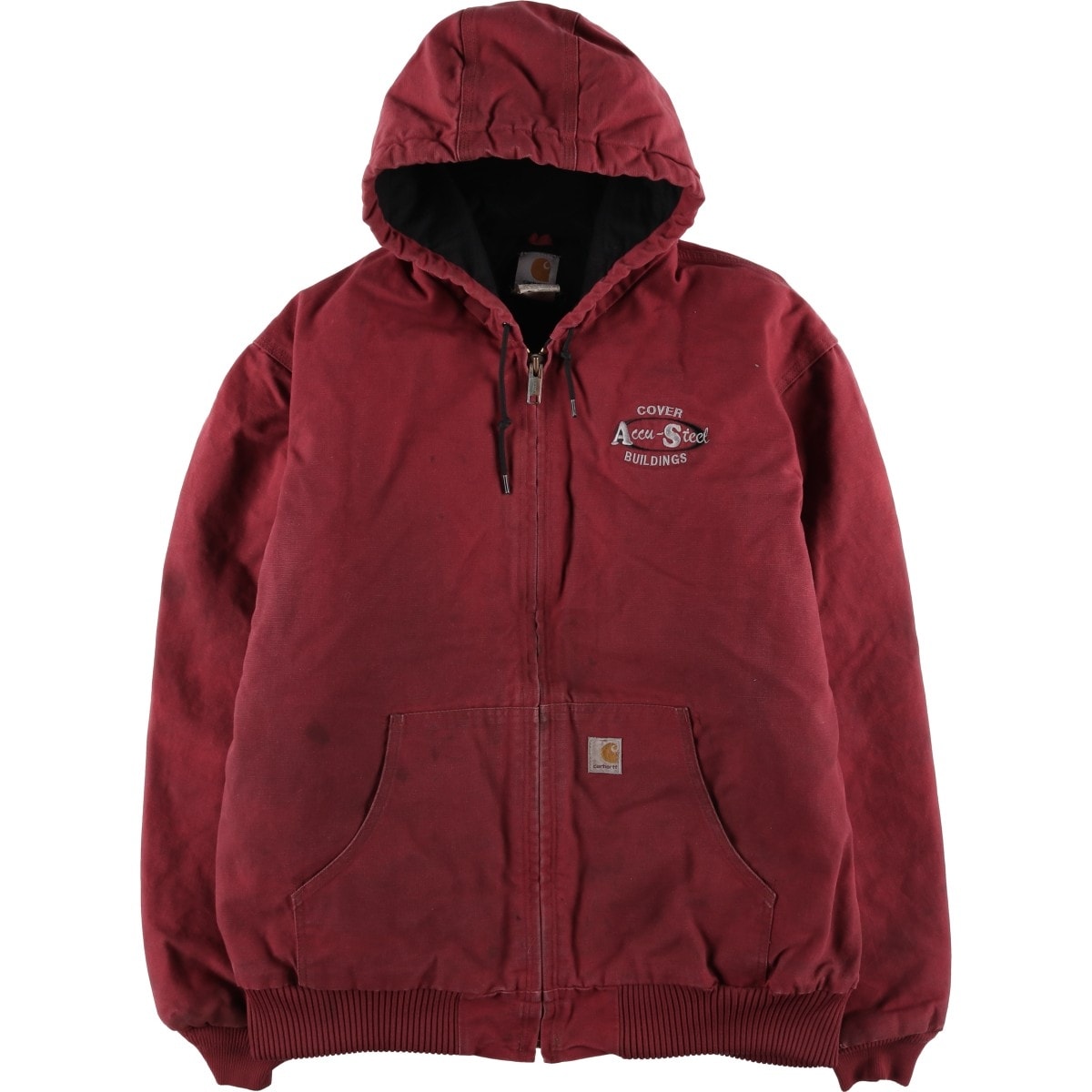 古着 カーハート Carhartt アクティブジャケット Accu-Steel Buildings アドバタイジング 中綿入り ダックフルジップパーカー メンズXL相当/eaa626252