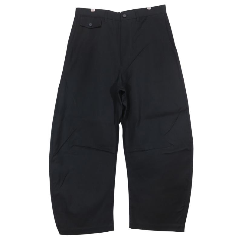 新品 COMME des GARCONS HOMME コムデギャルソン オム COTTON SERGE WIDE CURVE PANTS HP-P004 AD2025 コットン サージ ワイド カーブ パンツ ブラック ボトムス サイズS