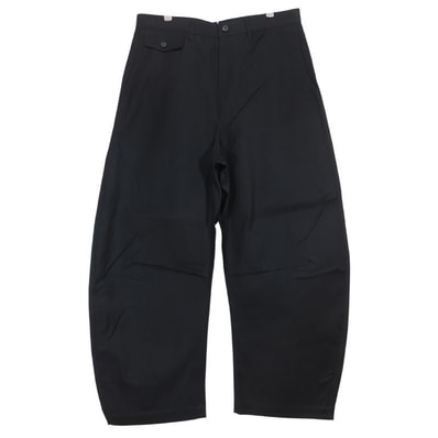 新品 COMME des GARCONS HOMME コムデギャルソン オム COTTON SERGE WIDE CURVE PANTS HP-P004 AD2025 コットン サージ ワイド カーブ パンツ ブラック ボトムス サイズS