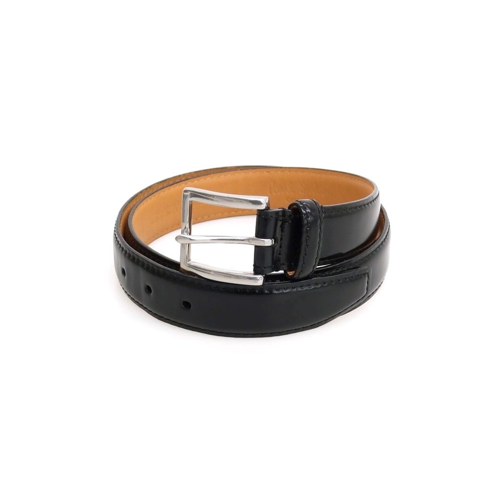 【中古】ポールスミスコレクション PAUL SMITH COLLECTION オイルアップ シェル コードバン レザー ベルト ブラックxシルバー【サイズXL/86】【メンズ】