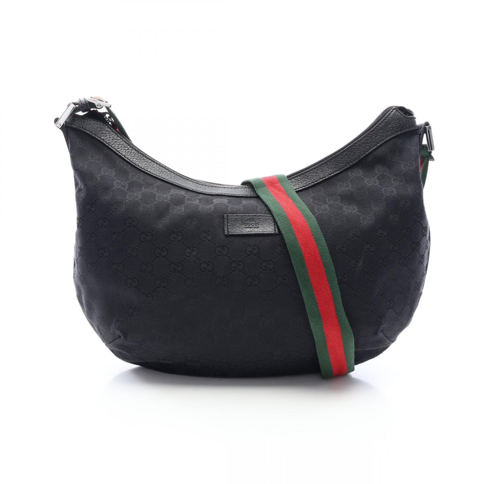 グッチ GUCCI GGキャンバス シェリーライン ショルダーバッグ バッグ キャンバス レザー レディース ブラック系 189752 【中古】