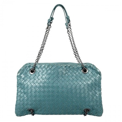 BOTTEGAVENETA ボッテガヴェネタ ショルダーバッグ トートバッグ イントレチャート チェーンショルダー 肩掛け ラムスキン メタル レザー カナール ブラック金具 レディース【中古品】