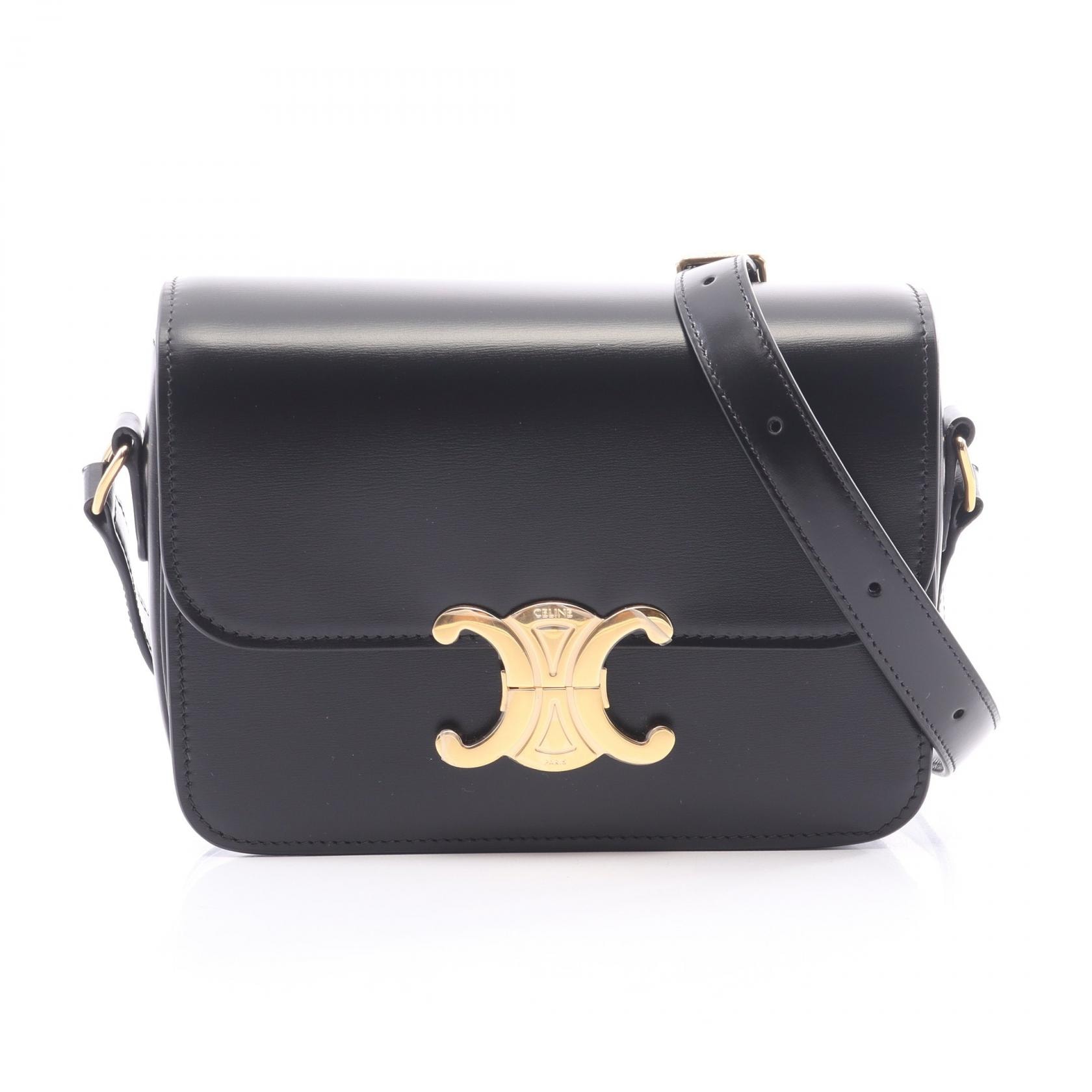 セリーヌ CELINE ティーン トリオンフ バッグ ショルダーバッグ バッグ レザー レディース ブラック系 188423BF438NO 【新品】